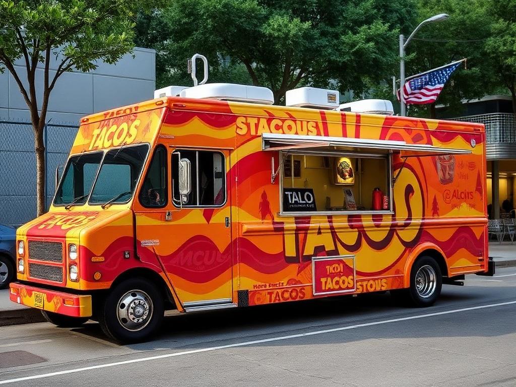 Vibrant wrapped taco food truck after vinyl install