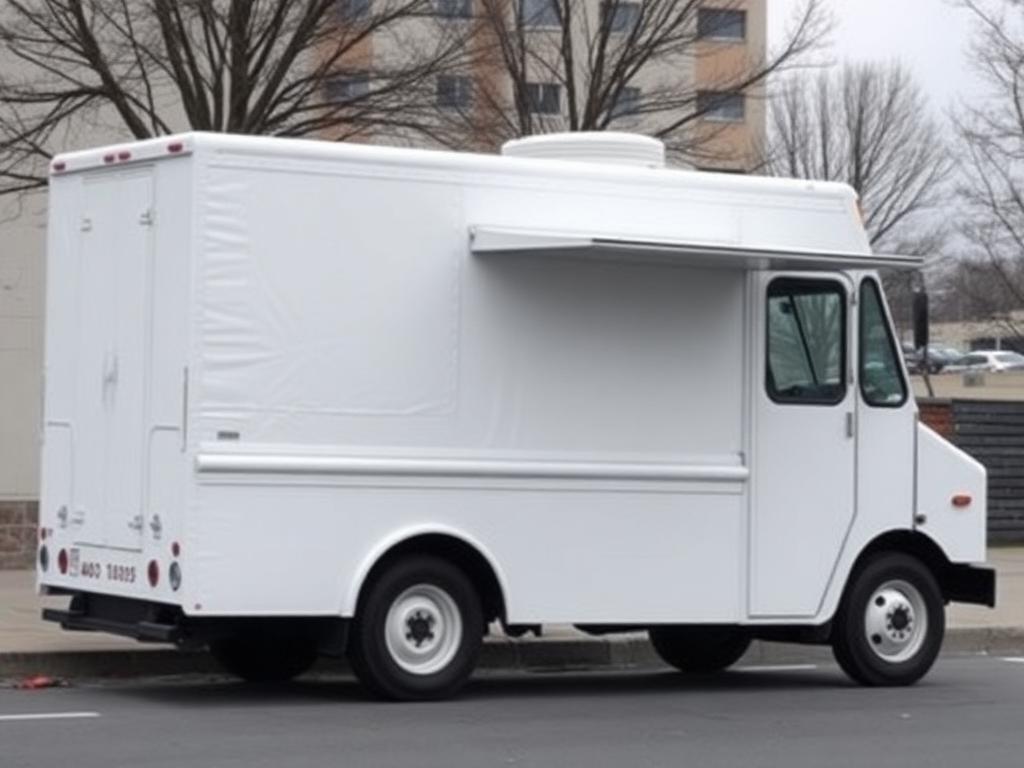 Plain blank white food truck before wrap
